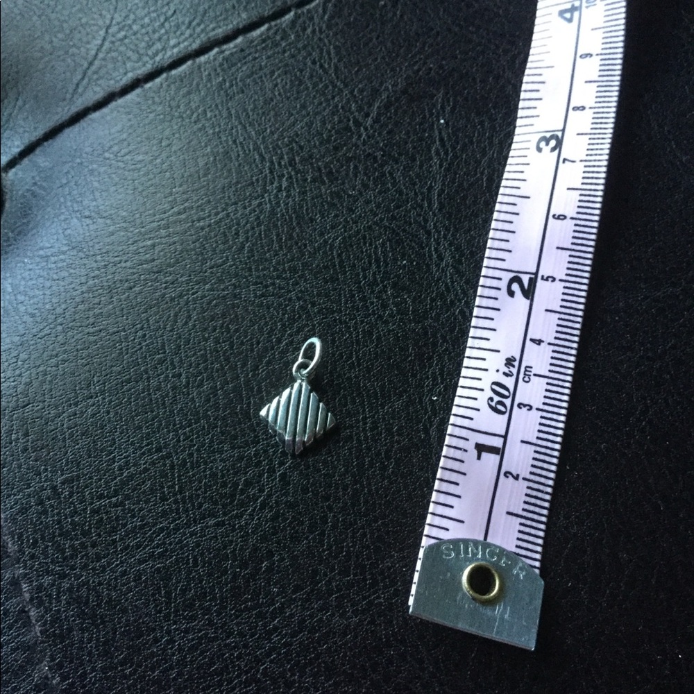 Silver small square necklace charm